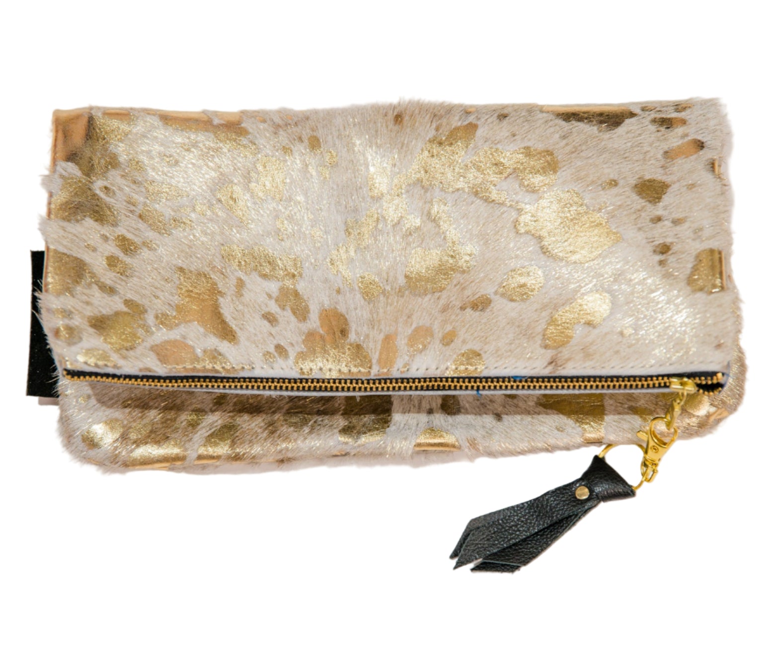 Hair On Leather Foldover Clutch