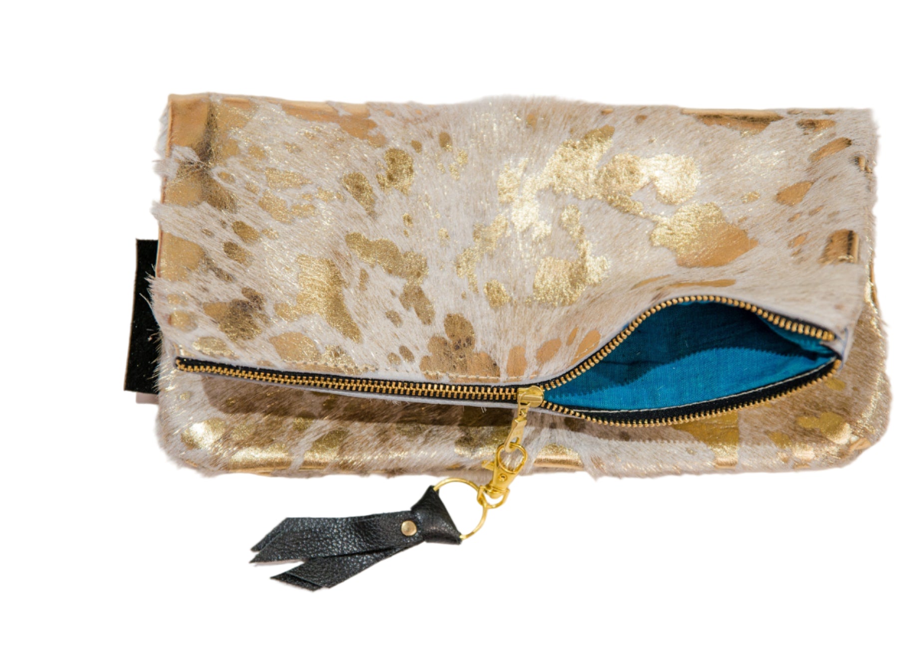 Hair On Leather Foldover Clutch