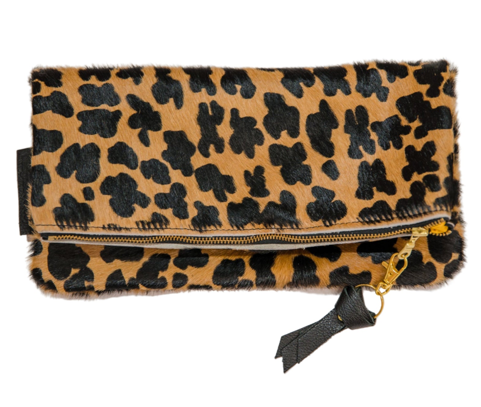 Hair On Leather Foldover Clutch