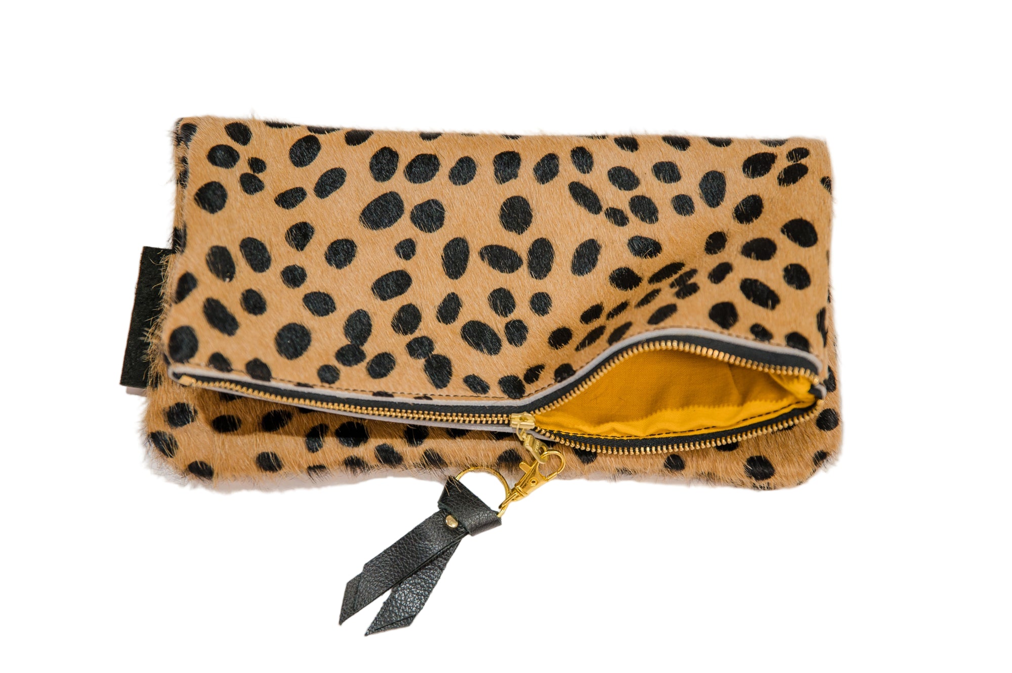 Hair On Leather Foldover Clutch