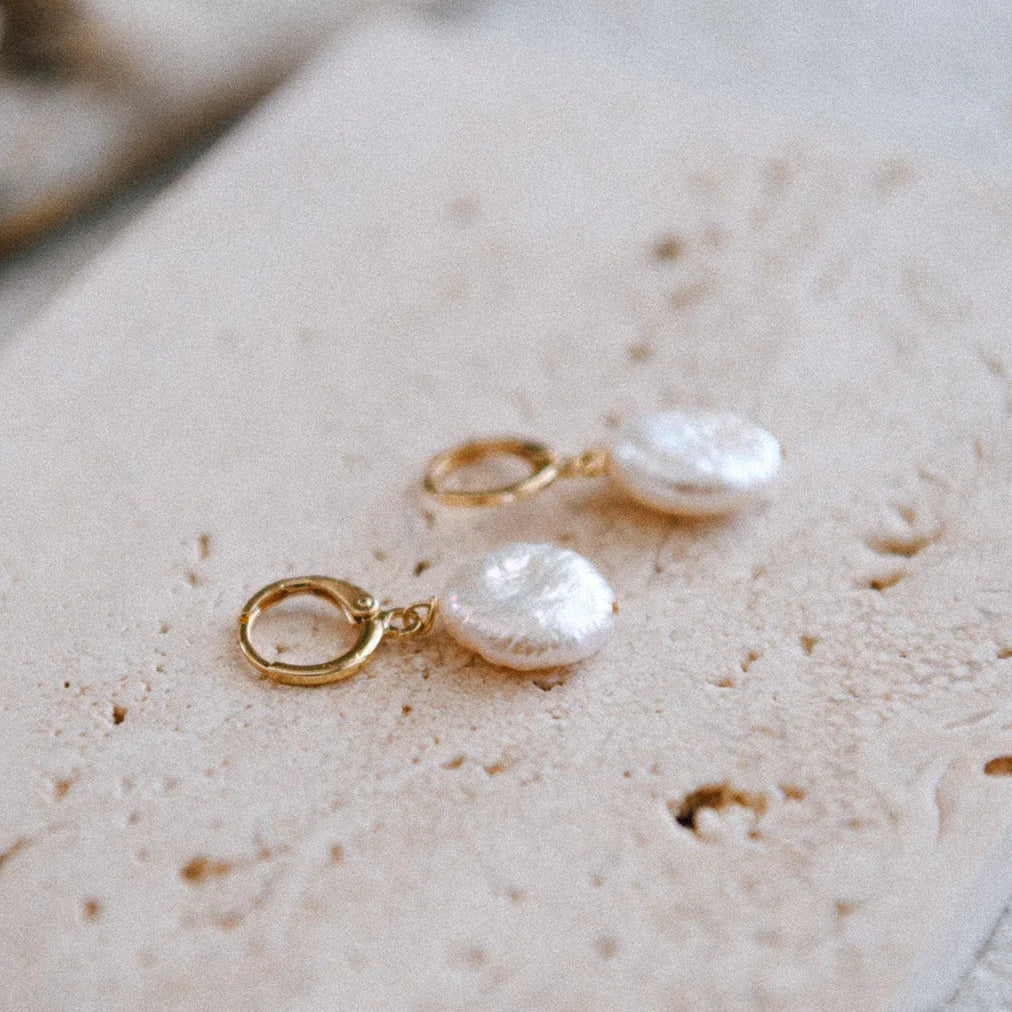 Cecelia Designs Pearl Huggie Earrings