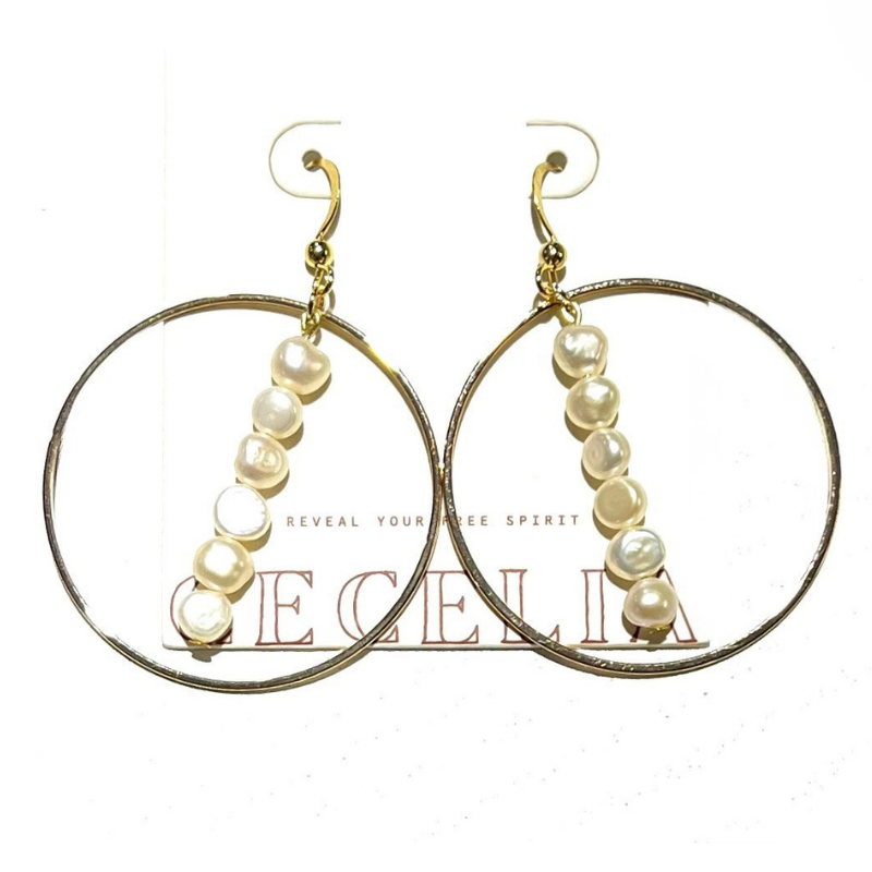 Cecelia Designs Freshwater Pearl Hepburn Hoop Earrings
