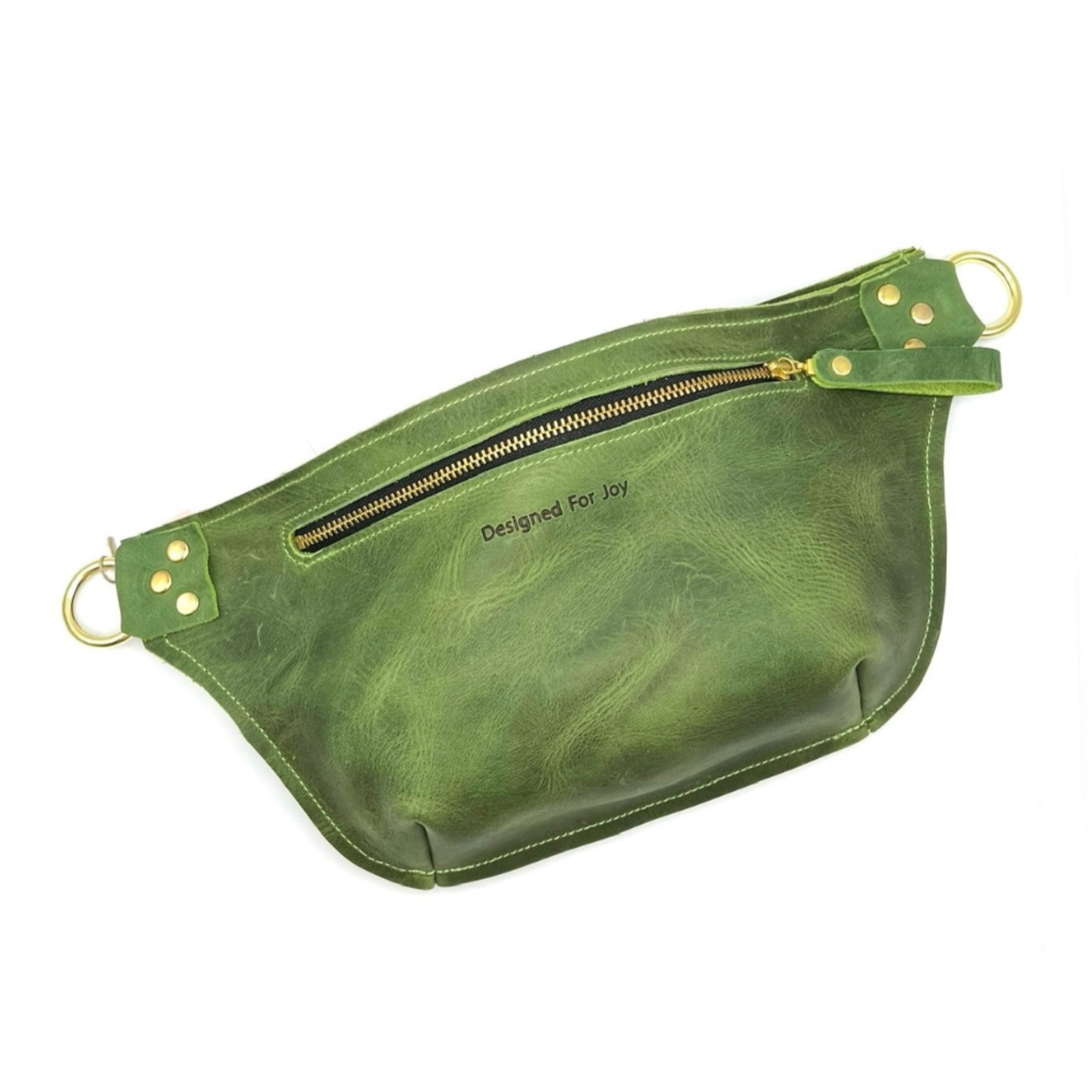 Evergreen leather crossbody sling bag, displayed on a white background