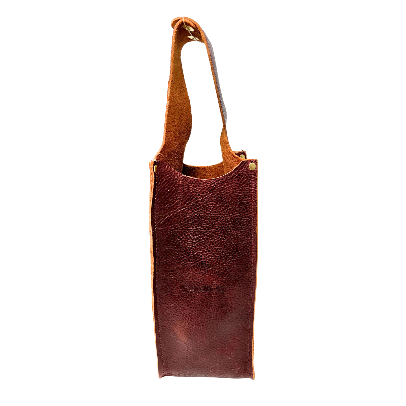 Leather Wine Tote Bag