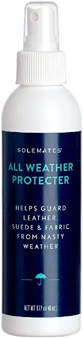 White bottle of 'Solemates All Weather Protector', displayed on a white background