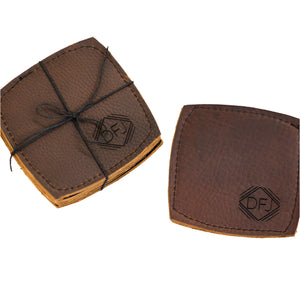 Coasters in a brown leather