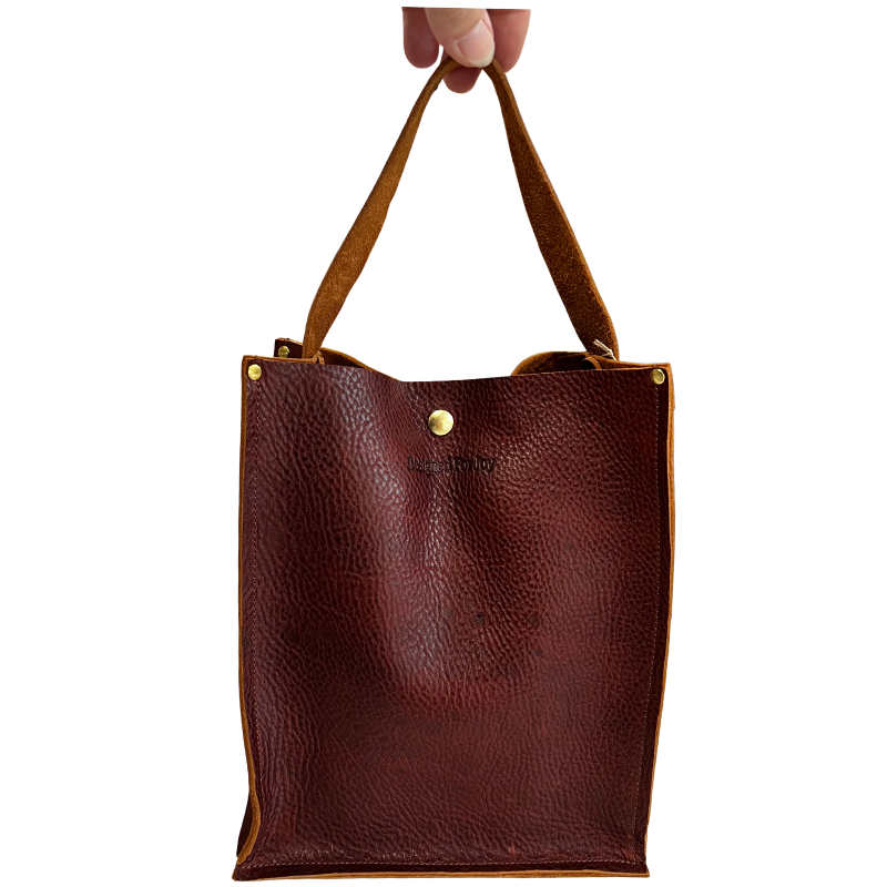 Leather Wine Bottle Tote Bag