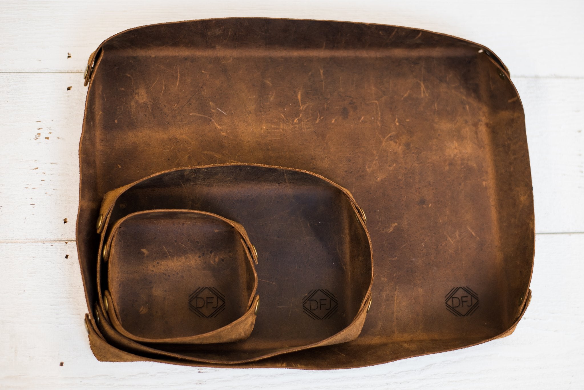 Valet Tray in Brown Leather - Large