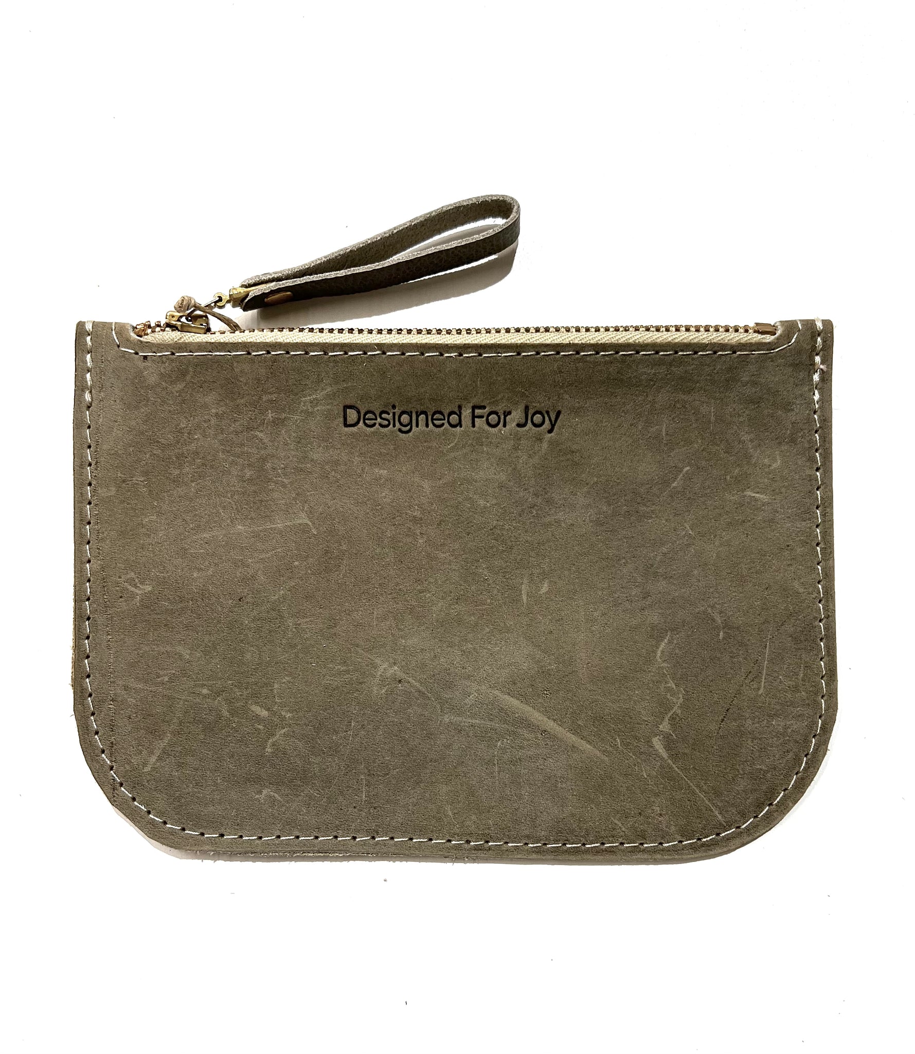 Slim Leather Zipper Coin Purse Designed For Joy