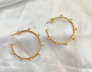 Dotted Gold Hoop Earring