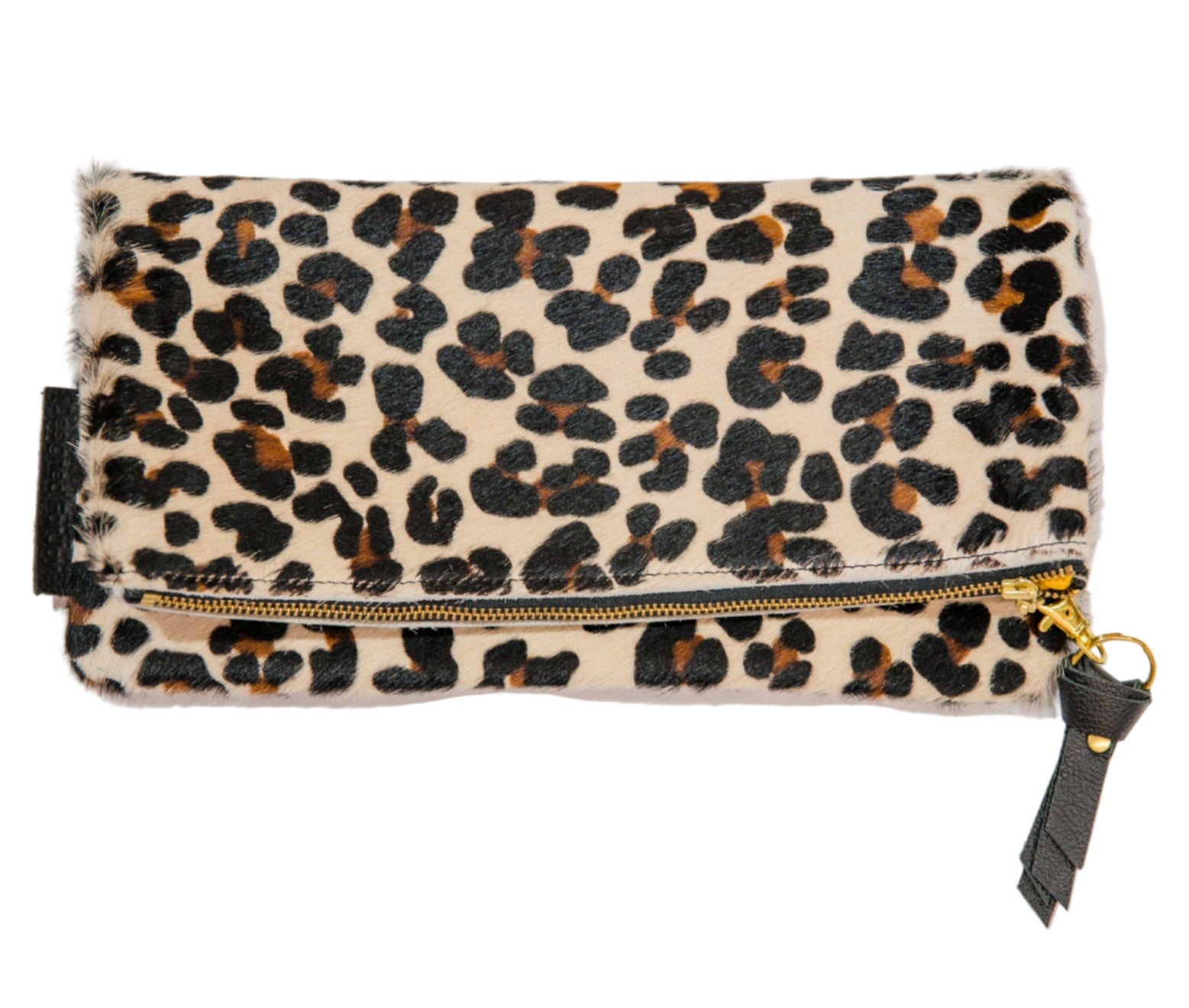 Hair On Leather Foldover Clutch