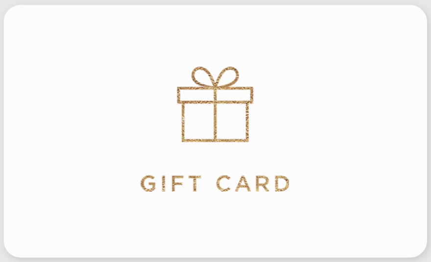 Gift card with a gold present icon and 'Gift Card' text on a white background