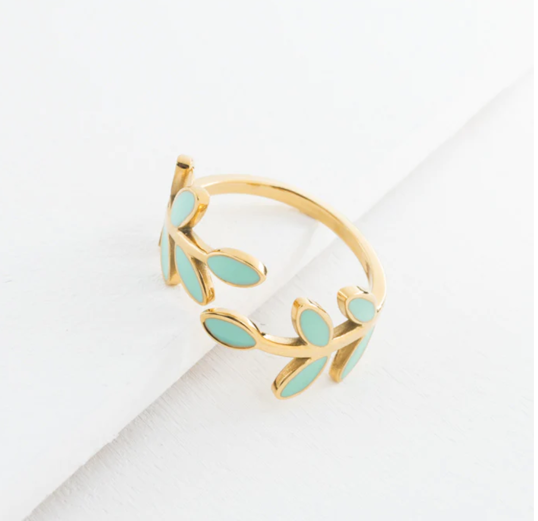 Gold and seafoam vine style ring.
