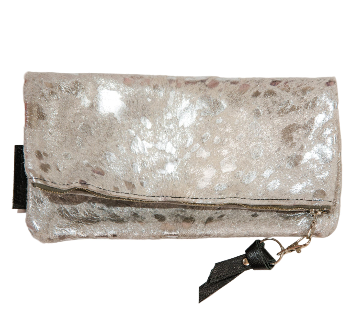 Hair On Leather Foldover Clutch