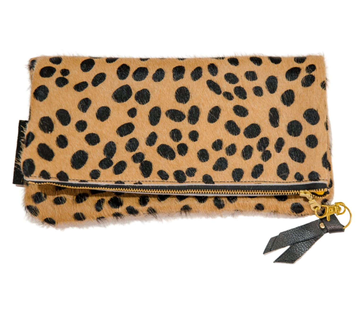 Hair On Leather Foldover Clutch