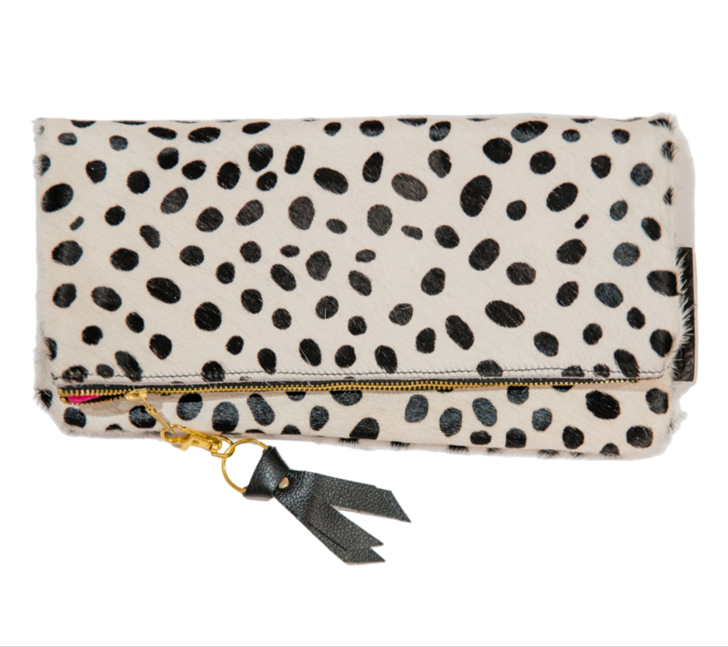 Hair On Leather Foldover Clutch