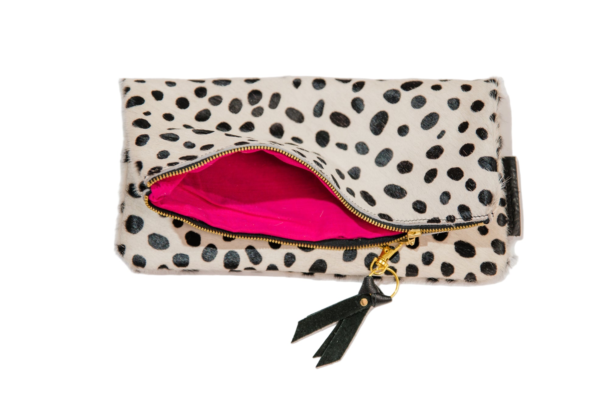 Hair On Leather Foldover Clutch