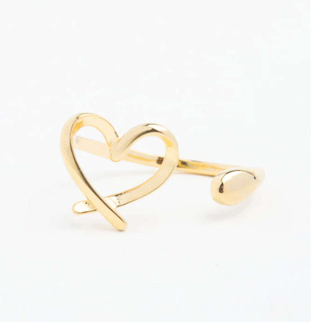 Gold heart ring.