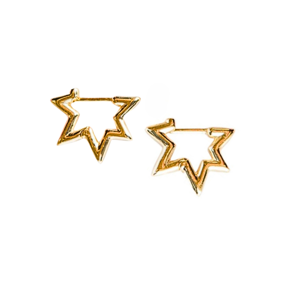 Open Star Huggie Hoops