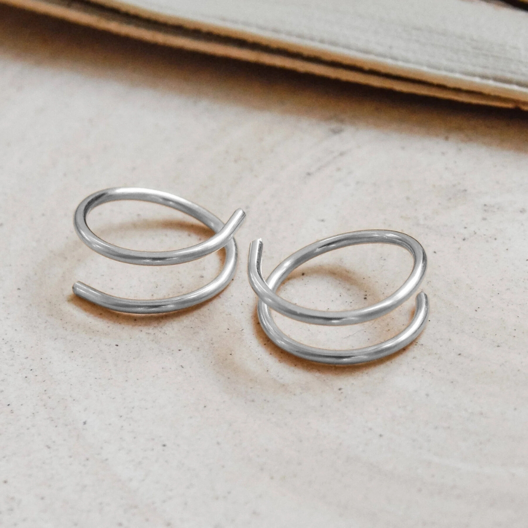 Barberry & Lace Twist-In Double Huggie Hoops