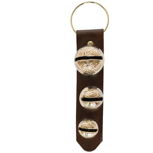 Door Hanger with bells on brown leather