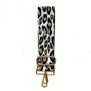 Gold black cheetah guitar style purse strap