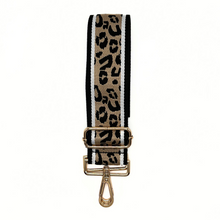 Tan black cheetah guitar style purse strap