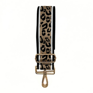Tan black cheetah guitar style purse strap