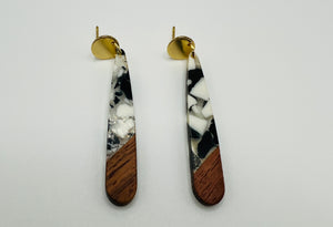Wood and Resin Medium Bar Earrings