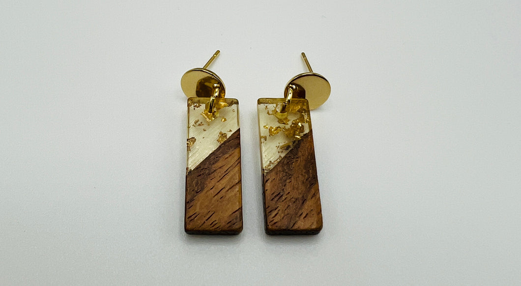 Wood and Resin Mini Bar Earrings