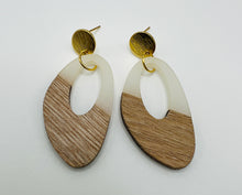 Wood and Resin Oval Tear Drop Earrings