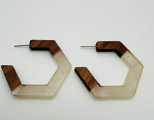 Wood and Resin Hoop Earrings