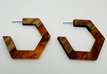 Wood and Resin Hoop Earrings