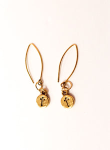 Gold Cross Pendant Earrings