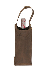 North Carolina branded single bottle leather wine tote