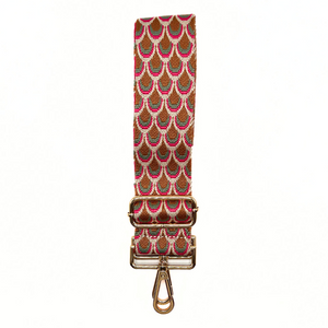 Pink scallop guitar style purse strap