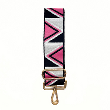 Pink zigzag guitar style purse strap