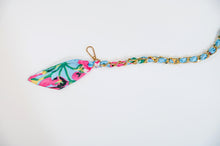 Blue and pink floral scarf chain.
