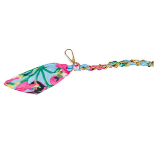 Blue and pink floral scarf chain.