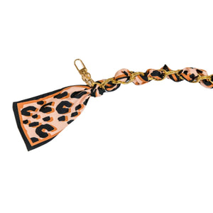 Black and brown leopard print scarf chain